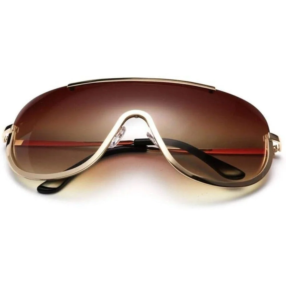 Sunglasses For Men Bold Gold Frame Brown Lens Music Beach UV400 Protection Gafas